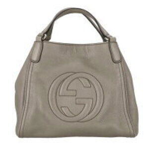 GUCCI Soho Hand Bag Gray Beige